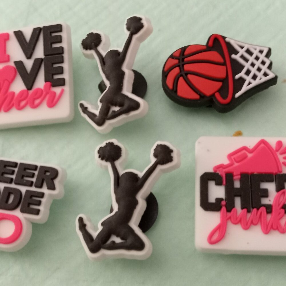 SET OF 6 CHEERLEADER SHOE CHARMS FOR CROCS